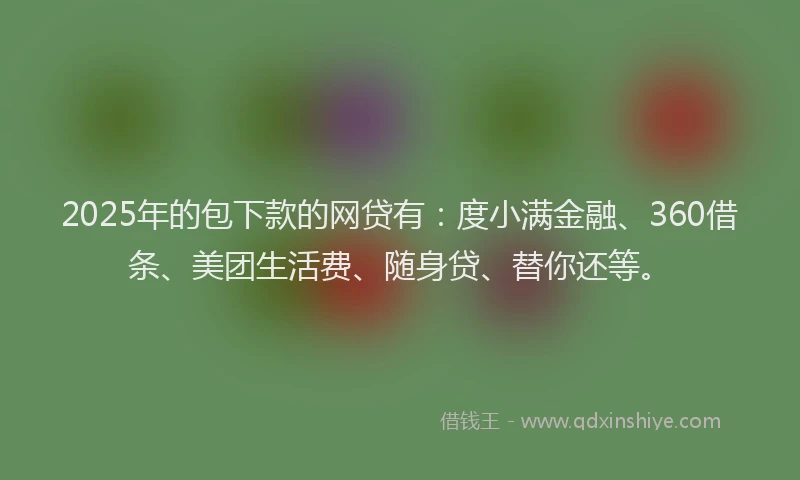 2025年的包下款的网贷有：度小满金融、360借条、美团生活费、随身贷、替你还等。