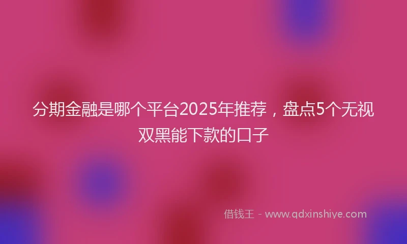 分期金融是哪个平台2025年推荐，盘点5个无视双黑能下款的口子