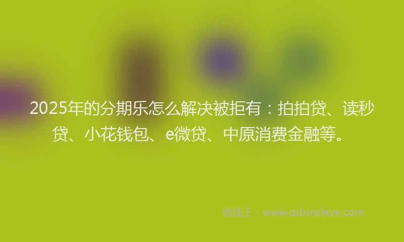 2025年的分期乐怎么解决被拒有：拍拍贷、读秒贷、小花钱包、e微贷、中原消费金融等。
