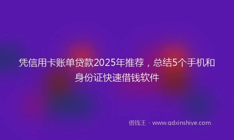 凭信用卡账单贷款2025年推荐，总结5个手机和身份证快速借钱软件