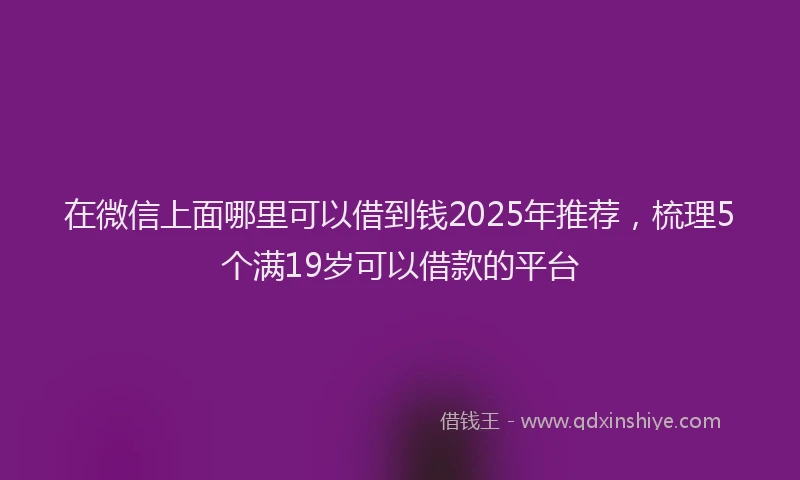 在微信上面哪里可以借到钱2025年推荐，梳理5个满19岁可以借款的平台