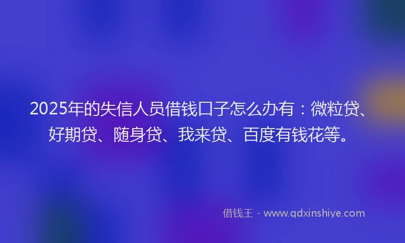 2025年的失信人员借钱口子怎么办有：微粒贷、好期贷、随身贷、我来贷、百度有钱花等。