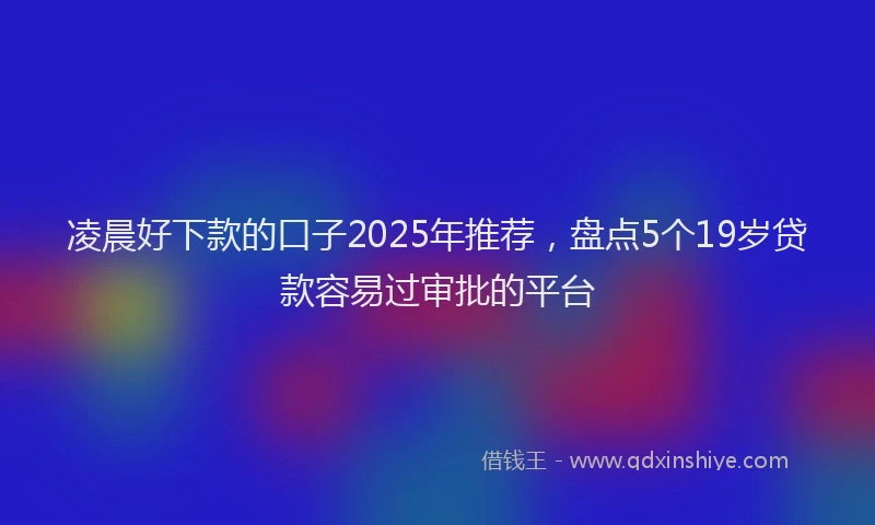 凌晨好下款的口子2025年推荐，盘点5个19岁贷款容易过审批的平台
