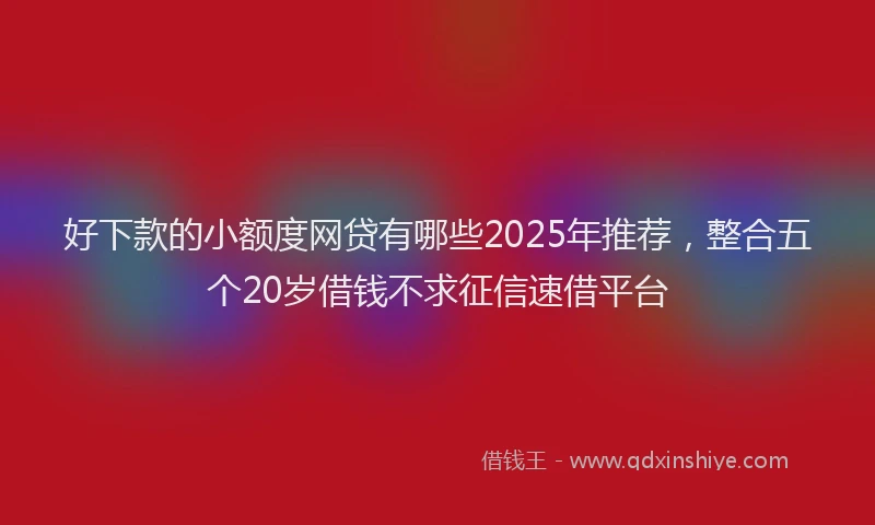 好下款的小额度网贷有哪些2025年推荐，整合五个20岁借钱不求征信速借平台