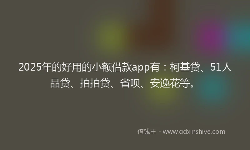 2025年的好用的小额借款app有：柯基贷、51人品贷、拍拍贷、省呗、安逸花等。