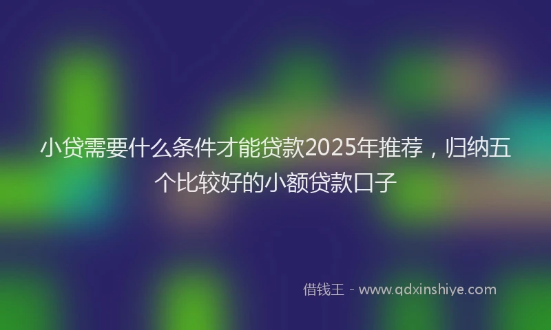 小贷需要什么条件才能贷款2025年推荐，归纳五个比较好的小额贷款口子