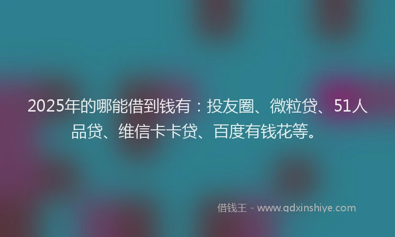 2025年的哪能借到钱有：投友圈、微粒贷、51人品贷、维信卡卡贷、百度有钱花等。