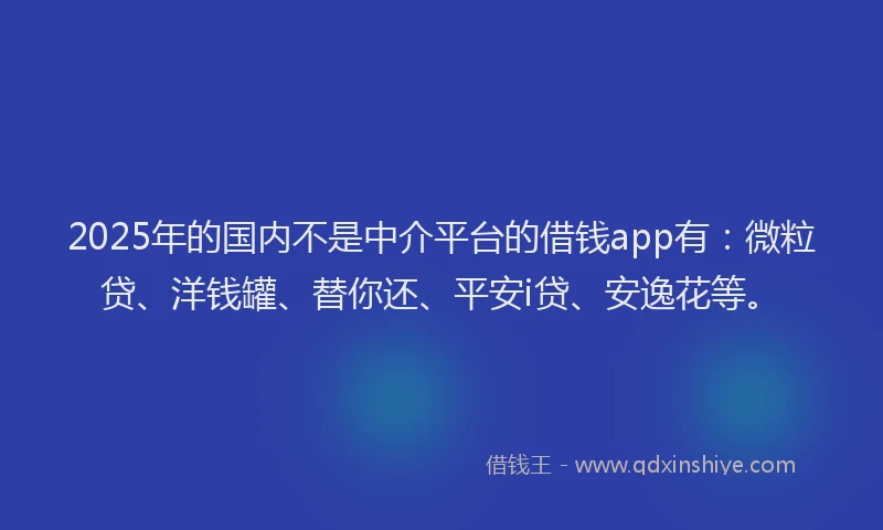 2025年的国内不是中介平台的借钱app有：微粒贷、洋钱罐、替你还、平安i贷、安逸花等。