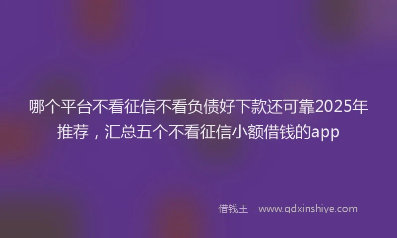 哪个平台不看征信不看负债好下款还可靠2025年推荐，汇总五个不看征信小额借钱的app