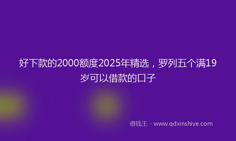 好下款的2000额度2025年精选，罗列五个满19岁可以借款的口子