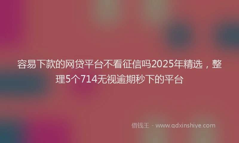 容易下款的网贷平台不看征信吗2025年精选，整理5个714无视逾期秒下的平台