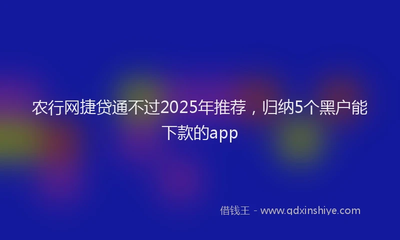 农行网捷贷通不过2025年推荐，归纳5个黑户能下款的app