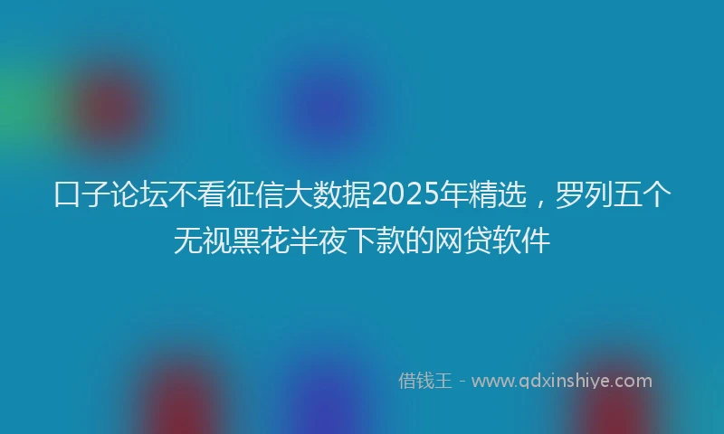 口子论坛不看征信大数据2025年精选，罗列五个无视黑花半夜下款的网贷软件