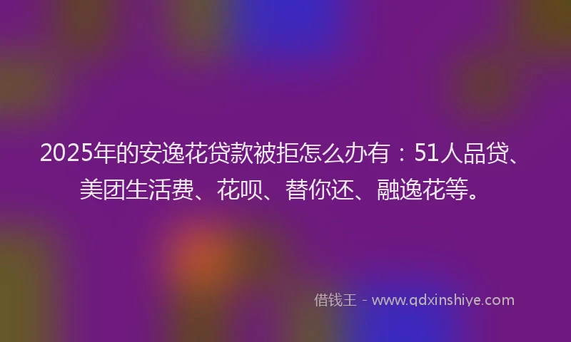 2025年的安逸花贷款被拒怎么办有：51人品贷、美团生活费、花呗、替你还、融逸花等。