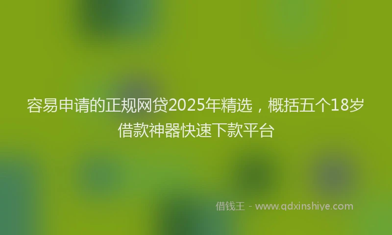 容易申请的正规网贷2025年精选，概括五个18岁借款神器快速下款平台