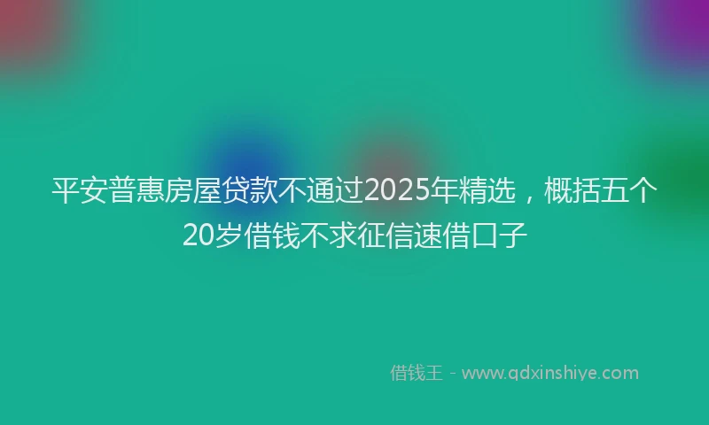 平安普惠房屋贷款不通过2025年精选，概括五个20岁借钱不求征信速借口子