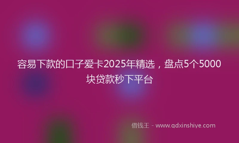 容易下款的口子爱卡2025年精选，盘点5个5000块贷款秒下平台