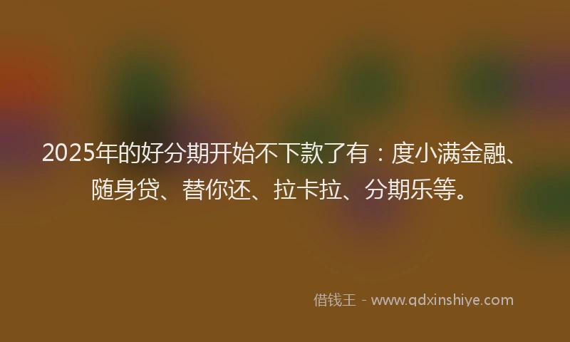 2025年的好分期开始不下款了有：度小满金融、随身贷、替你还、拉卡拉、分期乐等。