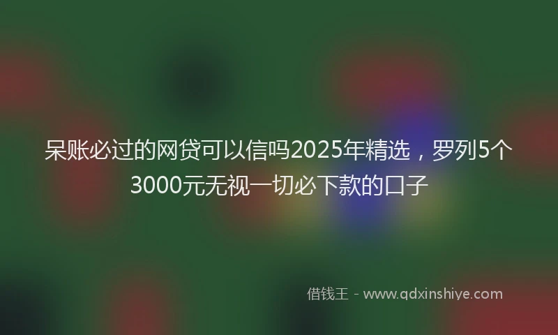 呆账必过的网贷可以信吗2025年精选，罗列5个3000元无视一切必下款的口子