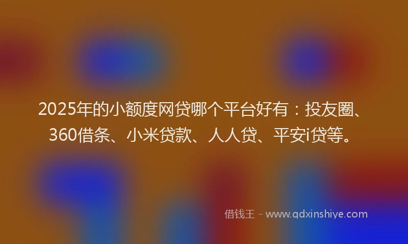 2025年的小额度网贷哪个平台好有：投友圈、360借条、小米贷款、人人贷、平安i贷等。