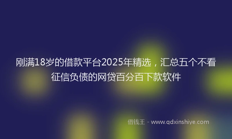 刚满18岁的借款平台2025年精选，汇总五个不看征信负债的网贷百分百下款软件