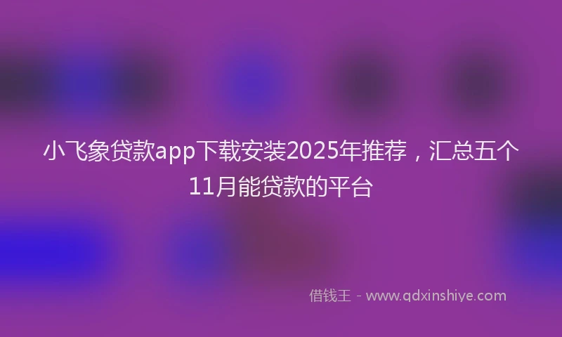 小飞象贷款app下载安装2025年推荐，汇总五个11月能贷款的平台