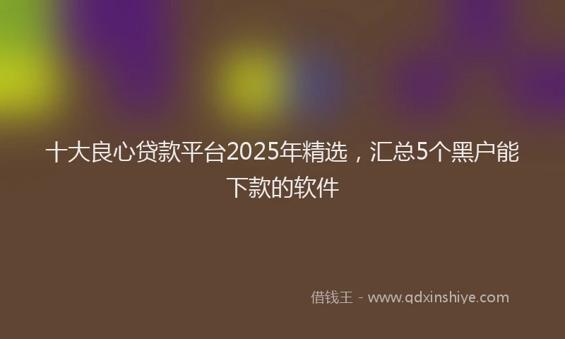 十大良心贷款平台2025年精选，汇总5个黑户能下款的软件