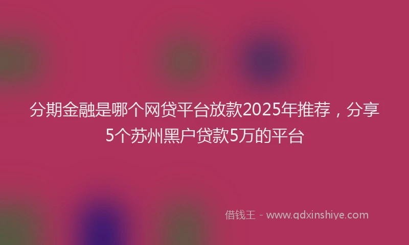 分期金融是哪个网贷平台放款2025年推荐，分享5个苏州黑户贷款5万的平台