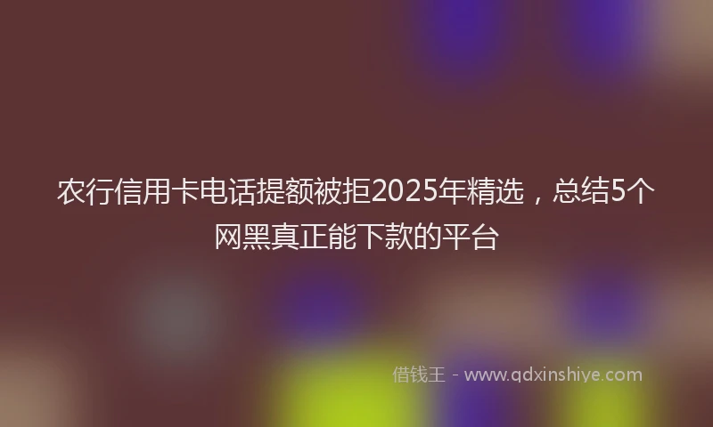 农行信用卡电话提额被拒2025年精选，总结5个网黑真正能下款的平台