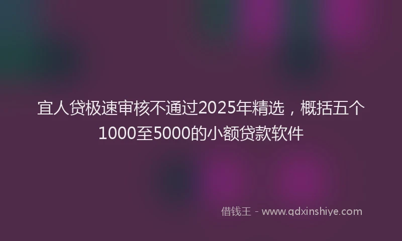 宜人贷极速审核不通过2025年精选，概括五个1000至5000的小额贷款软件