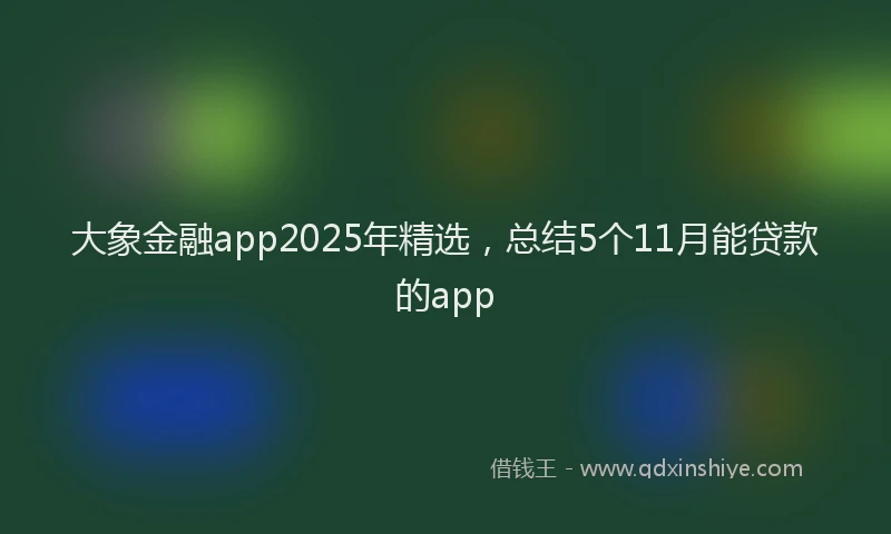 大象金融app2025年精选，总结5个11月能贷款的app