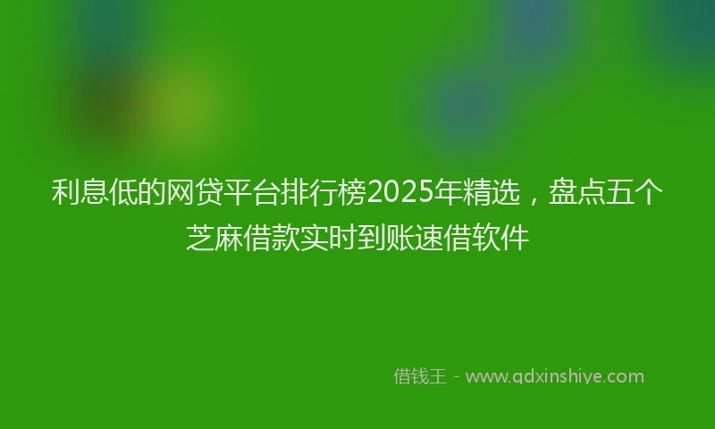 利息低的网贷平台排行榜2025年精选，盘点五个芝麻借款实时到账速借软件