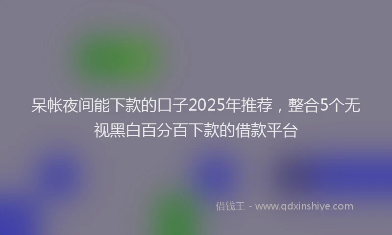 呆帐夜间能下款的口子2025年推荐，整合5个无视黑白百分百下款的借款平台