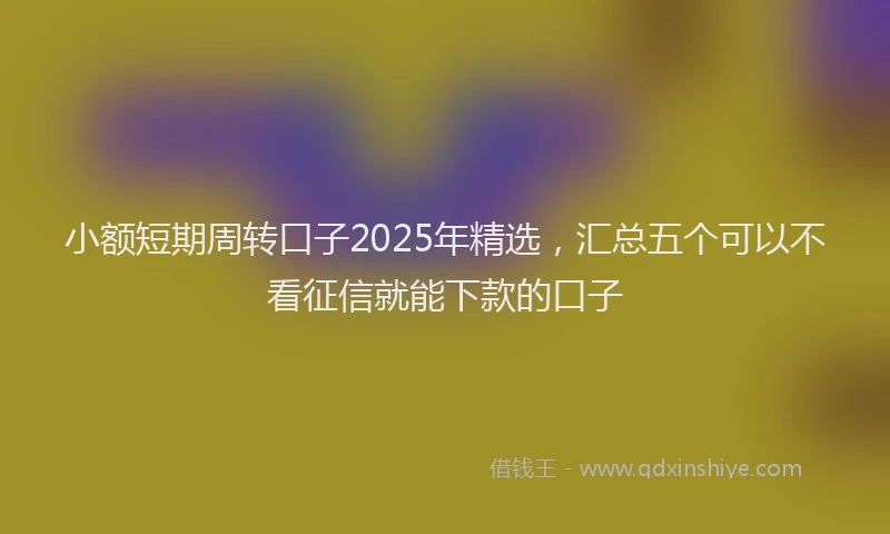 小额短期周转口子2025年精选，汇总五个可以不看征信就能下款的口子