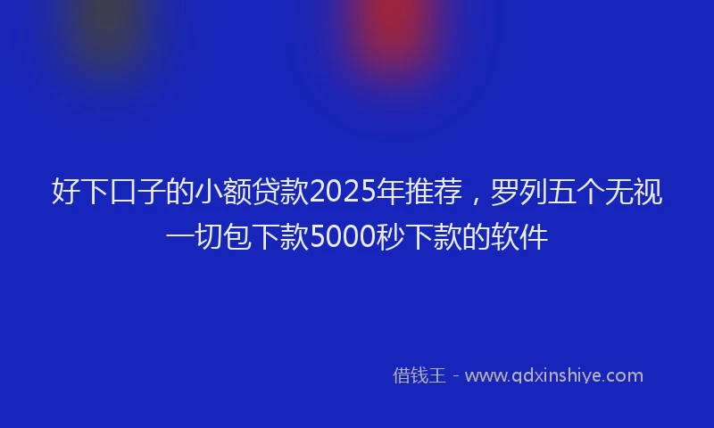 好下口子的小额贷款2025年推荐,罗列五个无视一切包下款5000秒下款的软件