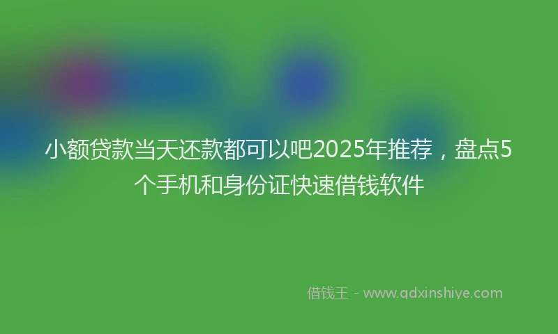 小额贷款当天还款都可以吧2025年推荐，盘点5个手机和身份证快速借钱软件