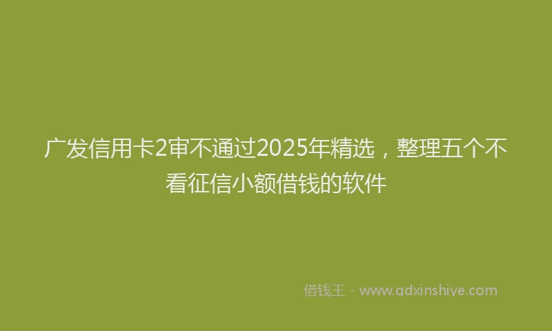 广发信用卡2审不通过2025年精选，整理五个不看征信小额借钱的软件