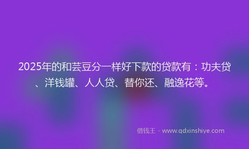 2025年的和芸豆分一样好下款的贷款有：功夫贷、洋钱罐、人人贷、替你还、融逸花等。