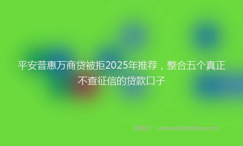 平安普惠万商贷被拒2025年推荐，整合五个真正不查征信的贷款口子