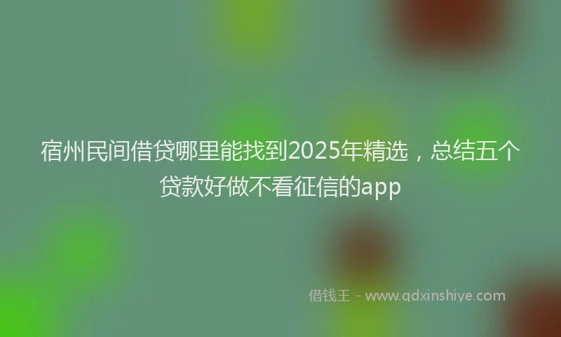 宿州民间借贷哪里能找到2025年精选，总结五个贷款好做不看征信的app
