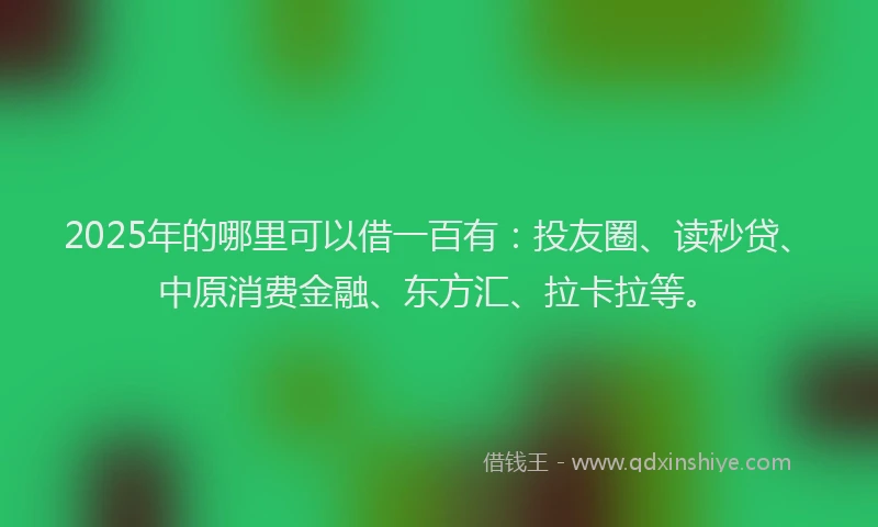 2025年的哪里可以借一百有：投友圈、读秒贷、中原消费金融、东方汇、拉卡拉等。