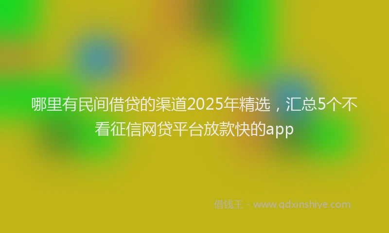 哪里有民间借贷的渠道2025年精选，汇总5个不看征信网贷平台放款快的app
