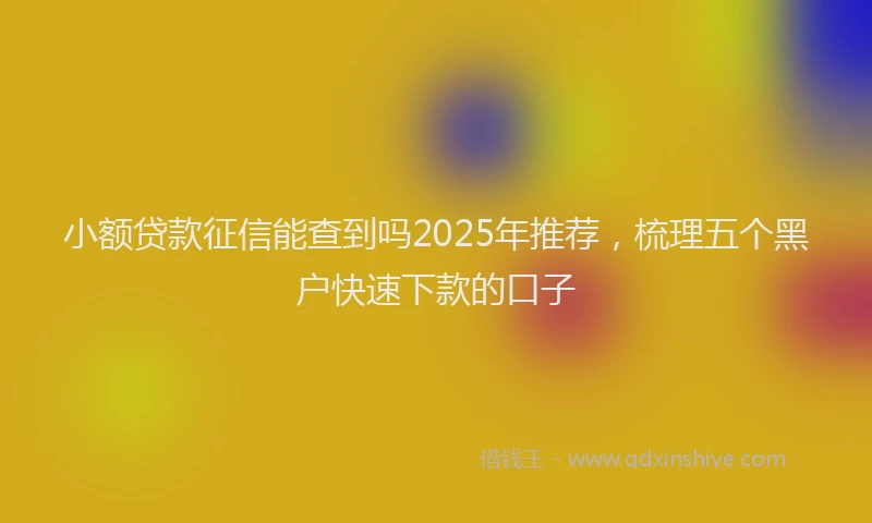 小额贷款征信能查到吗2025年推荐，梳理五个黑户快速下款的口子