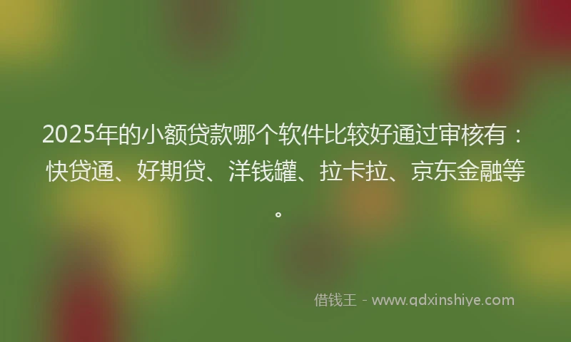 2025年的小额贷款哪个软件比较好通过审核有：快贷通、好期贷、洋钱罐、拉卡拉、京东金融等。