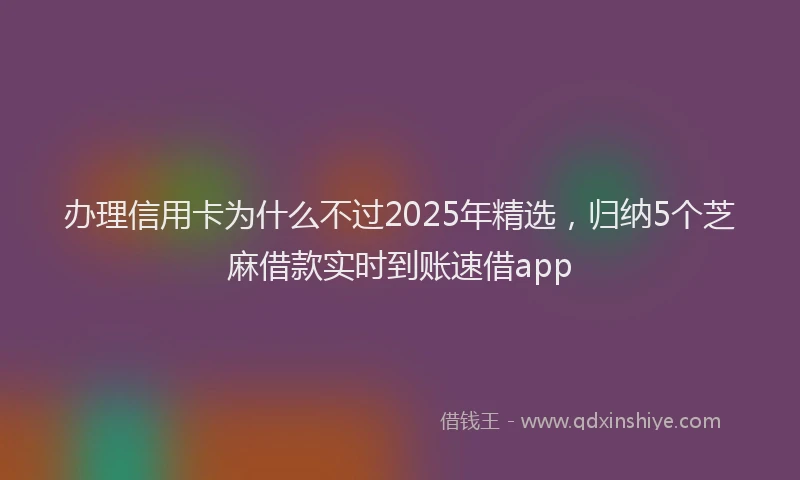 办理信用卡为什么不过2025年精选，归纳5个芝麻借款实时到账速借app