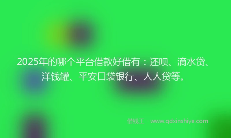 2025年的哪个平台借款好借有：还呗、滴水贷、洋钱罐、平安口袋银行、人人贷等。