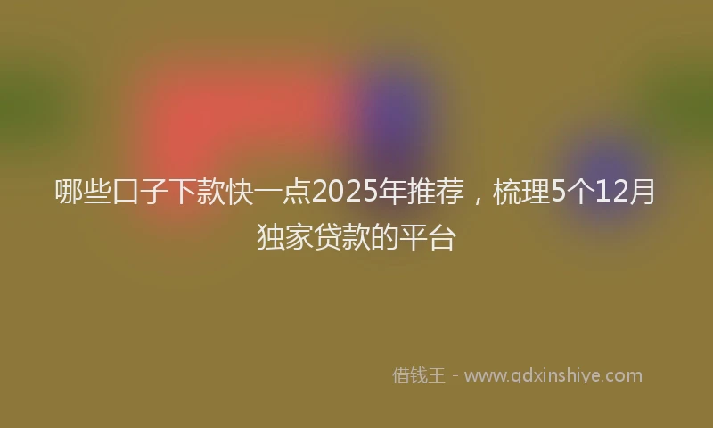 哪些口子下款快一点2025年推荐，梳理5个12月独家贷款的平台