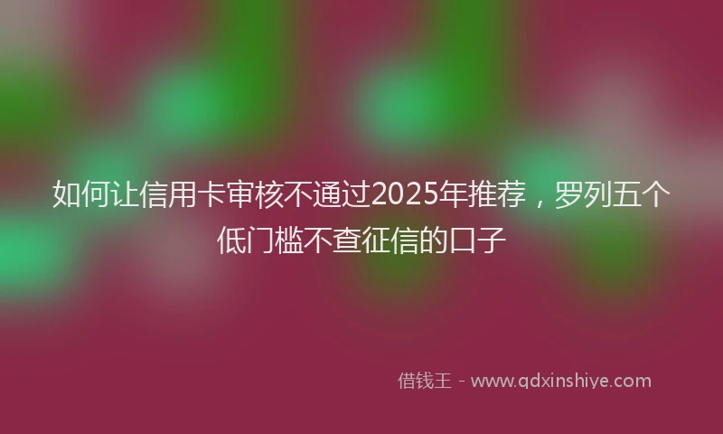 如何让信用卡审核不通过2025年推荐，罗列五个低门槛不查征信的口子