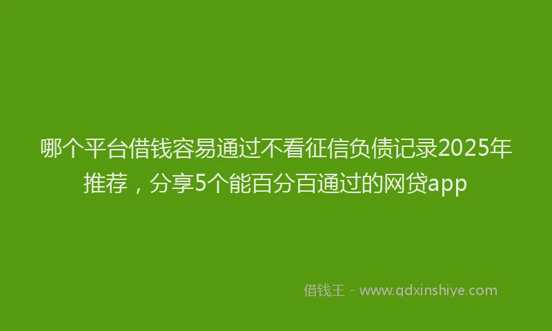哪个平台借钱容易通过不看征信负债记录2025年推荐，分享5个能百分百通过的网贷app