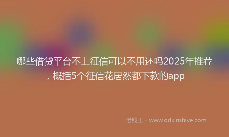 哪些借贷平台不上征信可以不用还吗2025年推荐，概括5个征信花居然都下款的app